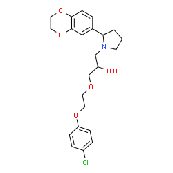 ChemSpider 2D Image | 1-[2-(4-Chlorophenoxy)ethoxy]-3-[2-(2,3-dihydro-1,4-benzodioxin-6-yl)-1-pyrrolidinyl]-2-propanol | C23H28ClNO5