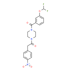 ChemSpider 2D Image | 1-{4-[3-(Difluoromethoxy)benzoyl]-1-piperazinyl}-2-(4-nitrophenyl)ethanone | C20H19F2N3O5