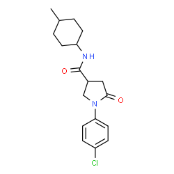 ChemSpider 2D Image | 1-(4-Chlorophenyl)-N-(4-methylcyclohexyl)-5-oxo-3-pyrrolidinecarboxamide | C18H23ClN2O2