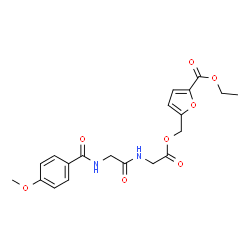 ChemSpider 2D Image | [5-(Ethoxycarbonyl)-2-furyl]methyl N-(4-methoxybenzoyl)glycylglycinate | C20H22N2O8