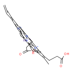 ChemSpider 2D Image | [3,3'-(3,7,12,17-Tetramethyl-8,13-divinyl-2,18-porphyrindiyl-kappa~4~N~21~,N~22~,N~23~,N~24~)dipropanoato(2-)]manganese(4+) | C34H32MnN4O4