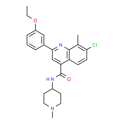 ChemSpider 2D Image | 7-Chloro-2-(3-ethoxyphenyl)-8-methyl-N-(1-methyl-4-piperidinyl)-4-quinolinecarboxamide | C25H28ClN3O2