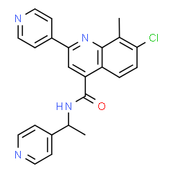ChemSpider 2D Image | 7-Chloro-8-methyl-2-(4-pyridinyl)-N-[1-(4-pyridinyl)ethyl]-4-quinolinecarboxamide | C23H19ClN4O