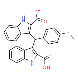 ChemSpider 2D Image | 3,3'-{[4-(Methylsulfanyl)phenyl]methylene}bis(1H-indole-2-carboxylic acid) | C26H20N2O4S