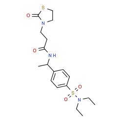 ChemSpider 2D Image | N-{1-[4-(Diethylsulfamoyl)phenyl]ethyl}-3-(2-oxo-1,3-thiazolidin-3-yl)propanamide | C18H27N3O4S2