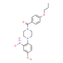 ChemSpider 2D Image | [4-(4-Methoxy-2-nitrophenyl)-1-piperazinyl](4-propoxyphenyl)methanone | C21H25N3O5