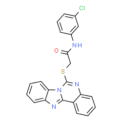 ChemSpider 2D Image | 2-(Benzimidazo[1,2-c]quinazolin-6-ylsulfanyl)-N-(3-chlorophenyl)acetamide | C22H15ClN4OS