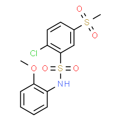 ChemSpider 2D Image | 2-Chloro-N-(2-methoxyphenyl)-5-(methylsulfonyl)benzenesulfonamide | C14H14ClNO5S2