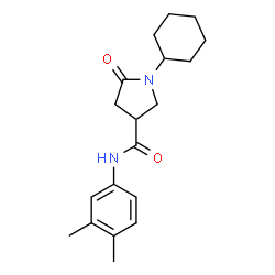 ChemSpider 2D Image | 1-Cyclohexyl-N-(3,4-dimethylphenyl)-5-oxo-3-pyrrolidinecarboxamide | C19H26N2O2