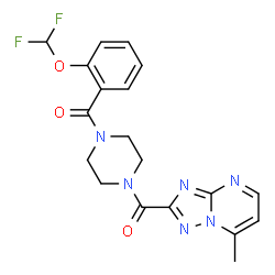 ChemSpider 2D Image | {4-[2-(Difluoromethoxy)benzoyl]-1-piperazinyl}(7-methyl[1,2,4]triazolo[1,5-a]pyrimidin-2-yl)methanone | C19H18F2N6O3