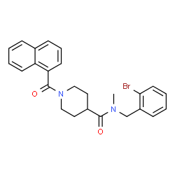 ChemSpider 2D Image | N-(2-Bromobenzyl)-N-methyl-1-(1-naphthoyl)-4-piperidinecarboxamide | C25H25BrN2O2