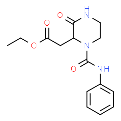 ChemSpider 2D Image | Ethyl [3-oxo-1-(phenylcarbamoyl)-2-piperazinyl]acetate | C15H19N3O4