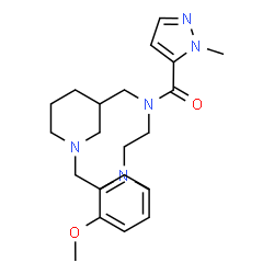 ChemSpider 2D Image | N-[2-(Dimethylamino)ethyl]-N-{[1-(2-methoxybenzyl)-3-piperidinyl]methyl}-1-methyl-1H-pyrazole-5-carboxamide | C23H35N5O2