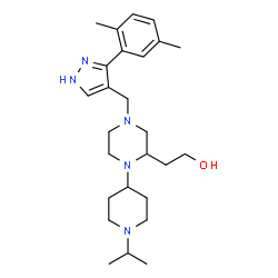 ChemSpider 2D Image | 2-[4-{[3-(2,5-Dimethylphenyl)-1H-pyrazol-4-yl]methyl}-1-(1-isopropyl-4-piperidinyl)-2-piperazinyl]ethanol | C26H41N5O