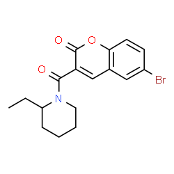 ChemSpider 2D Image | Chromen-2-one, 6-bromo-3-(2-ethylpiperidine-1-carbonyl)- | C17H18BrNO3