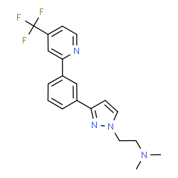 ChemSpider 2D Image | N,N-Dimethyl-2-(3-{3-[4-(trifluoromethyl)-2-pyridinyl]phenyl}-1H-pyrazol-1-yl)ethanamine | C19H19F3N4