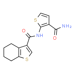 ChemSpider 2D Image | N-(3-Carbamoyl-2-thienyl)-4,5,6,7-tetrahydro-1-benzothiophene-3-carboxamide | C14H14N2O2S2