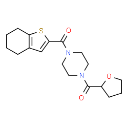 ChemSpider 2D Image | 4,5,6,7-Tetrahydro-1-benzothiophen-2-yl[4-(tetrahydro-2-furanylcarbonyl)-1-piperazinyl]methanone | C18H24N2O3S