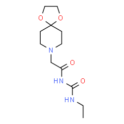 ChemSpider 2D Image | 2-(1,4-Dioxa-8-azaspiro[4.5]dec-8-yl)-N-(ethylcarbamoyl)acetamide | C12H21N3O4