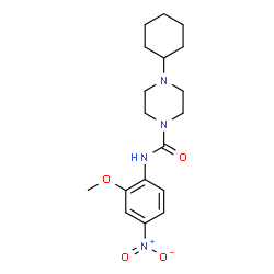 ChemSpider 2D Image | 4-Cyclohexyl-N-(2-methoxy-4-nitrophenyl)-1-piperazinecarboxamide | C18H26N4O4