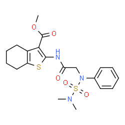 ChemSpider 2D Image | Methyl 2-{[N-(dimethylsulfamoyl)-N-phenylglycyl]amino}-4,5,6,7-tetrahydro-1-benzothiophene-3-carboxylate | C20H25N3O5S2