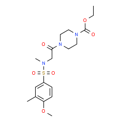 ChemSpider 2D Image | Ethyl 4-{N-[(4-methoxy-3-methylphenyl)sulfonyl]-N-methylglycyl}-1-piperazinecarboxylate | C18H27N3O6S