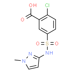 ChemSpider 2D Image | 2-Chloro-5-[(1-methyl-1H-pyrazol-3-yl)sulfamoyl]benzoic acid | C11H10ClN3O4S