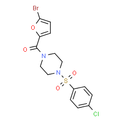 ChemSpider 2D Image | (5-Bromo-2-furyl){4-[(4-chlorophenyl)sulfonyl]-1-piperazinyl}methanone | C15H14BrClN2O4S