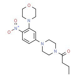 ChemSpider 2D Image | 1-{4-[3-(4-Morpholinyl)-4-nitrophenyl]-1-piperazinyl}-1-butanone | C18H26N4O4