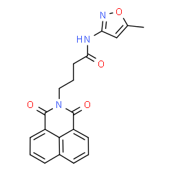 ChemSpider 2D Image | 4-(1,3-Dioxo-1H-benzo[de]isoquinolin-2(3H)-yl)-N-(5-methyl-1,2-oxazol-3-yl)butanamide | C20H17N3O4