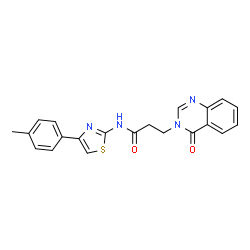 ChemSpider 2D Image | 3-(4-Oxo-4H-quinazolin-3-yl)-N-(4-p-tolyl-thiazol-2-yl)-propionamide | C21H18N4O2S