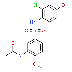 ChemSpider 2D Image | N-{5-[(4-Bromo-2-chlorophenyl)sulfamoyl]-2-methoxyphenyl}acetamide | C15H14BrClN2O4S