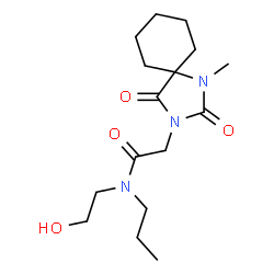 ChemSpider 2D Image | N-(2-Hydroxyethyl)-2-(1-methyl-2,4-dioxo-1,3-diazaspiro[4.5]dec-3-yl)-N-propylacetamide | C16H27N3O4
