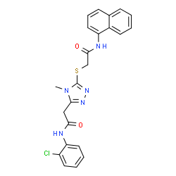 ChemSpider 2D Image | 2-[(5-{2-[(2-Chlorophenyl)amino]-2-oxoethyl}-4-methyl-4H-1,2,4-triazol-3-yl)sulfanyl]-N-(1-naphthyl)acetamide | C23H20ClN5O2S