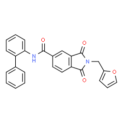 ChemSpider 2D Image | N-(2-Biphenylyl)-2-(2-furylmethyl)-1,3-dioxo-5-isoindolinecarboxamide | C26H18N2O4