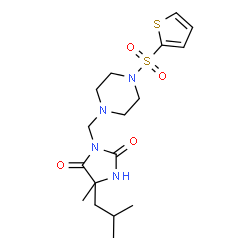 ChemSpider 2D Image | 5-Isobutyl-5-methyl-3-{[4-(2-thienylsulfonyl)-1-piperazinyl]methyl}-2,4-imidazolidinedione | C17H26N4O4S2