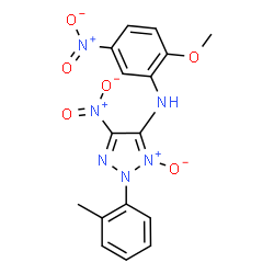 ChemSpider 2D Image | N-(2-Methoxy-5-nitrophenyl)-2-(2-methylphenyl)-5-nitro-2H-1,2,3-triazol-4-amine 3-oxide | C16H14N6O6