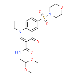 ChemSpider 2D Image | N-(2,2-Dimethoxyethyl)-1-ethyl-6-(4-morpholinylsulfonyl)-4-oxo-1,4-dihydro-3-quinolinecarboxamide | C20H27N3O7S