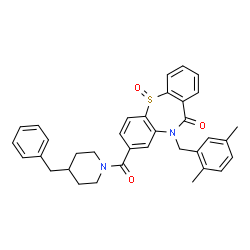 ChemSpider 2D Image | 8-[(4-Benzyl-1-piperidinyl)carbonyl]-10-(2,5-dimethylbenzyl)dibenzo[b,f][1,4]thiazepin-11(10H)-one 5-oxide | C35H34N2O3S