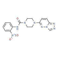 ChemSpider 2D Image | N-(2-Nitrophenyl)-4-([1,2,4]triazolo[4,3-b]pyridazin-6-yl)-1-piperazinecarboxamide | C16H16N8O3