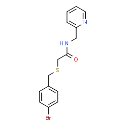 ChemSpider 2D Image | 2-[(4-Bromobenzyl)sulfanyl]-N-(2-pyridinylmethyl)acetamide | C15H15BrN2OS