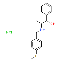 ChemSpider 2D Image | 2-{[4-(Methylsulfanyl)benzyl]amino}-1-phenyl-1-propanol hydrochloride (1:1) | C17H22ClNOS