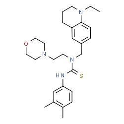 ChemSpider 2D Image | 3-(3,4-Dimethylphenyl)-1-[(1-ethyl-1,2,3,4-tetrahydro-6-quinolinyl)methyl]-1-[2-(4-morpholinyl)ethyl]thiourea | C27H38N4OS