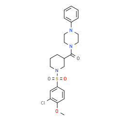 ChemSpider 2D Image | {1-[(3-Chloro-4-methoxyphenyl)sulfonyl]-3-piperidinyl}(4-phenyl-1-piperazinyl)methanone | C23H28ClN3O4S