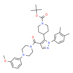 ChemSpider 2D Image | 2-Methyl-2-propanyl 4-[1-(3,4-dimethylphenyl)-4-{[4-(3-methoxyphenyl)-1-piperazinyl]carbonyl}-1H-pyrazol-5-yl]-1-piperidinecarboxylate | C33H43N5O4