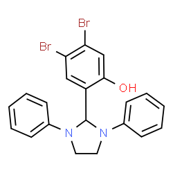 ChemSpider 2D Image | 4,5-Dibromo-2-(1,3-diphenyl-2-imidazolidinyl)phenol | C21H18Br2N2O