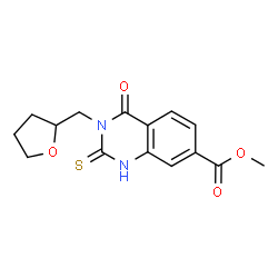ChemSpider 2D Image | Methyl 4-oxo-3-(tetrahydro-2-furanylmethyl)-2-thioxo-1,2,3,4-tetrahydro-7-quinazolinecarboxylate | C15H16N2O4S