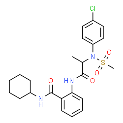 ChemSpider 2D Image | 2-{[N-(4-Chlorophenyl)-N-(methylsulfonyl)alanyl]amino}-N-cyclohexylbenzamide | C23H28ClN3O4S