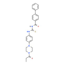 ChemSpider 2D Image | N-{[4-(4-Propionyl-1-piperazinyl)phenyl]carbamothioyl}-4-biphenylcarboxamide | C27H28N4O2S