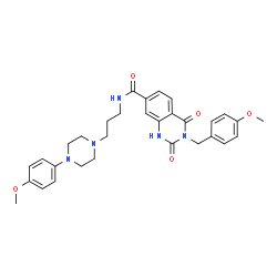 ChemSpider 2D Image | 3-(4-Methoxybenzyl)-N-{3-[4-(4-methoxyphenyl)-1-piperazinyl]propyl}-2,4-dioxo-1,2,3,4-tetrahydro-7-quinazolinecarboxamide | C31H35N5O5